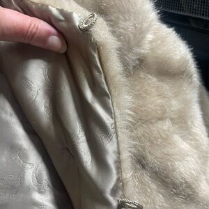 Vintage Elegant Cream Faux Fur Coat - Sears Brand
